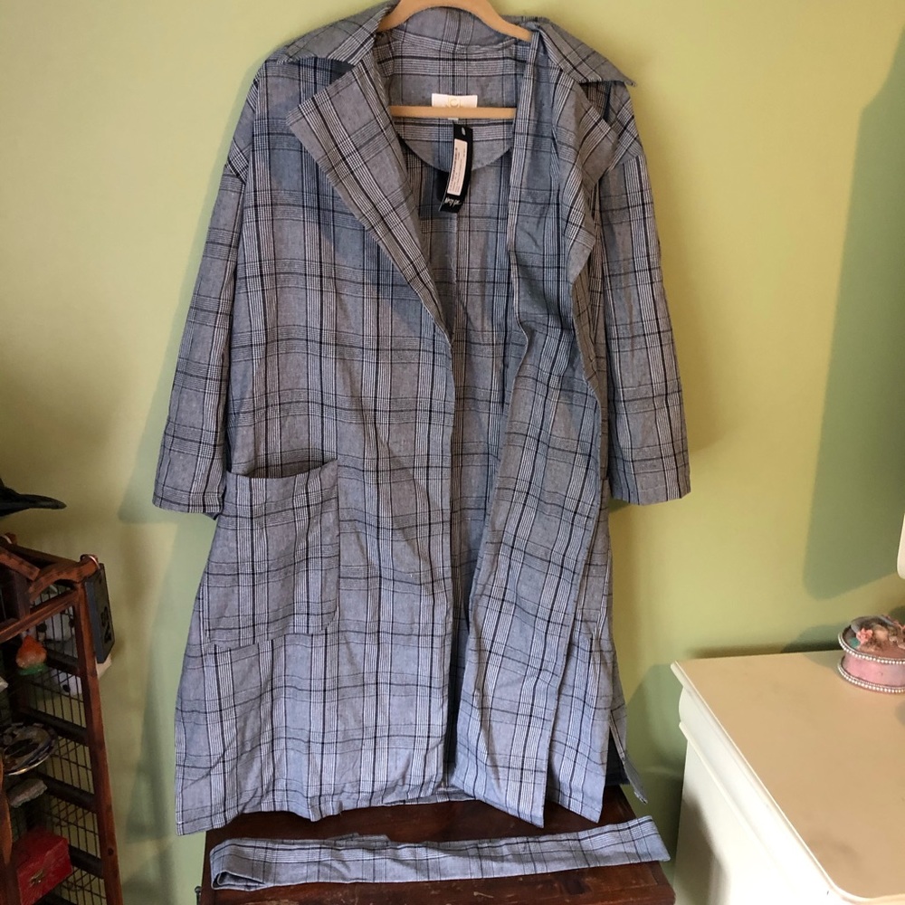 Nasty Gal Prince of Wales Check Longline Coat New